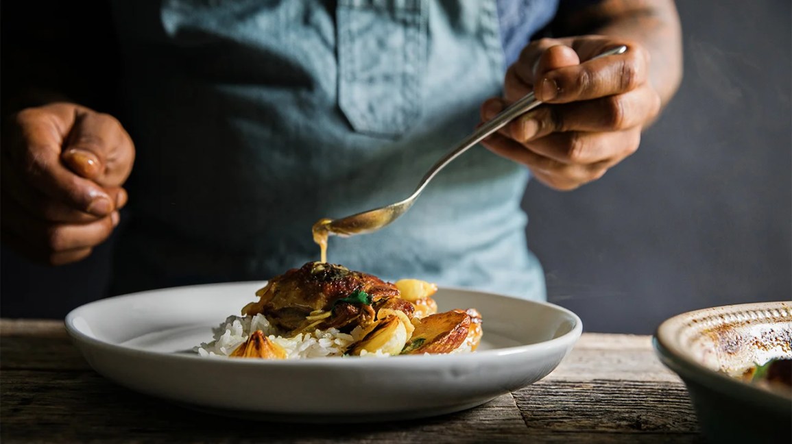 a small prepared meal on a plate